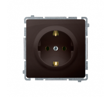 Gniazdo wtyczkowe pojedyncze z uziemieniem typu Schuko z przesłonami torów prądowych czekoladowy mat, metalizowany 16A BMGSZ1Z.0