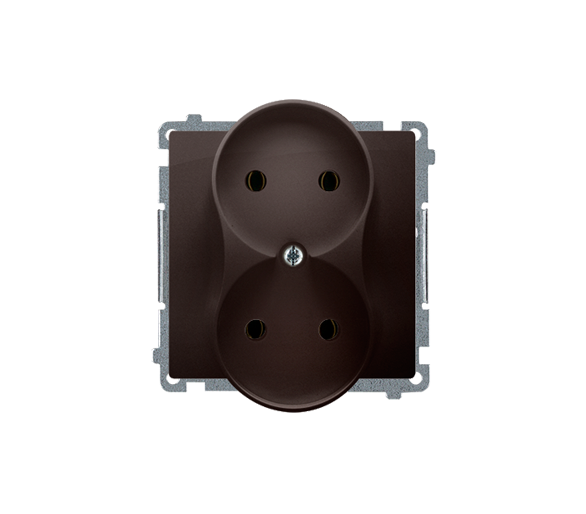 Gniazdo wtyczkowe podwójne bez uziemienia z przesłonami torów prądowych czekoladowy mat, metalizowany 16A BMG2MZ.01/47