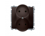 Gniazdo wtyczkowe podwójne bez uziemienia z przesłonami torów prądowych czekoladowy mat, metalizowany 16A BMG2MZ.01/47
