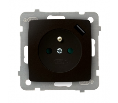 Gniazdo pojedyncze z uziemieniem z przesłonami torów prądowych, z ładowarką USB czekoladowy metalik Karo GP-1SZPUSB/m/40