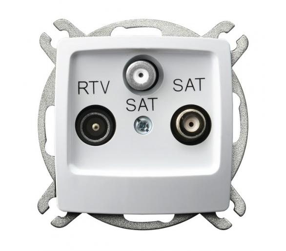 Gniazdo RTV-SAT z dwoma wyjściami SAT biały Karo GPA-S2S/m/00