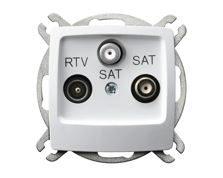 Gniazdo RTV-SAT z dwoma wyjściami SAT biały Karo GPA-S2S/m/00