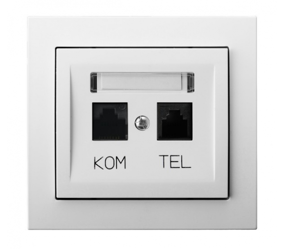 Gniazdo komputerowo-telefoniczne RJ 45 kat. 5e, (8-stykowe) + RJ 11 (6-stykowe) biały Kier GPKT-W/K/00