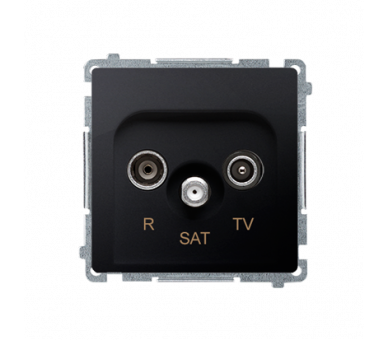 Gniazdo antenowe R-TV-SAT przelotowe tłum.:10dB grafit mat, metalizowany BMZAR-SAT10/P.01/28