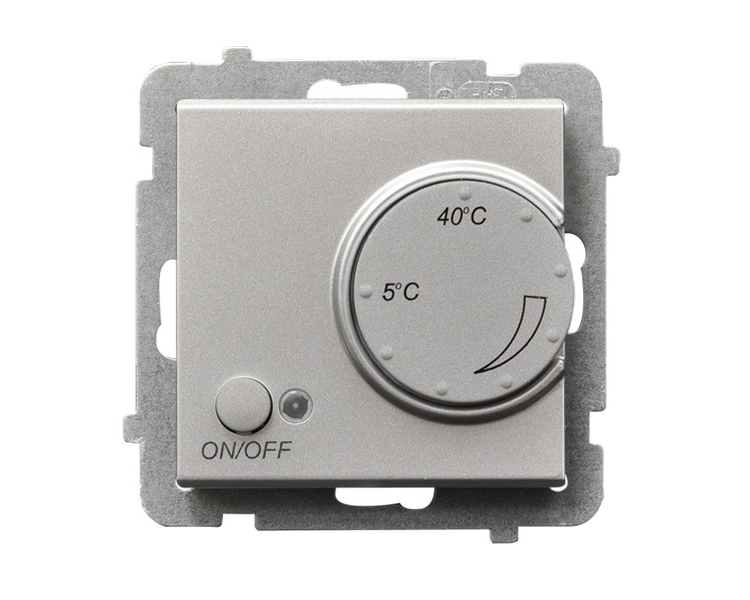 Regulator temperatury z czujnikiem podpodłogowym srebro mat Sonata RTP-1R/m/38