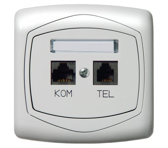 Gniazdo komputerowo-telefoniczne RJ 45 kat. 5e, (8-stykowe) + RJ 11 (4-stykowe) biały Ton GPKT-C/F/00