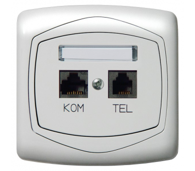 Gniazdo komputerowo-telefoniczne RJ 45 kat. 5e, (8-stykowe) + RJ 11 (6-stykowe) biały Ton GPKT-C/K/00