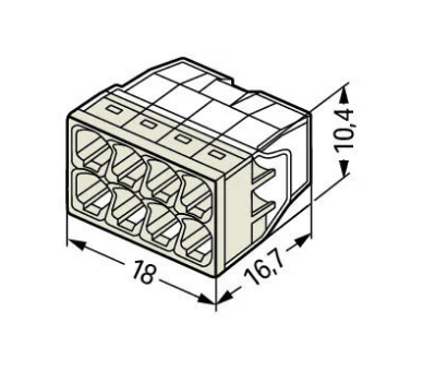Szybkozłączka złączka WAGO COMPACT  2,5 mm²  8-przewodowa