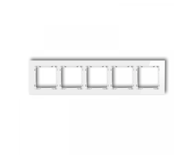 Ramka uniwersalna pięciokrotna - szkło (ramka: biała, spód: biały), Biały Karlik Deco 0-0-DRG-5