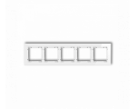 Ramka uniwersalna pięciokrotna - szkło (ramka: biała, spód: biały), Biały Karlik Deco 0-0-DRG-5