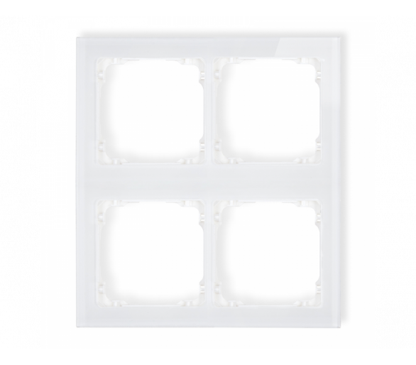Ramka modułowa 4 krotna (2 poziom, 2 pion) - efekt szkła (ramka biała, spód biała), Biały Karlik Deco 0-0-DRSM-2x2