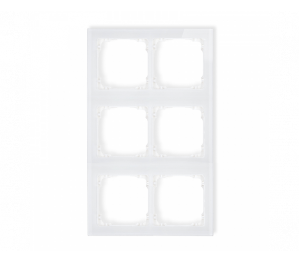 Ramka modułowa 6 krotna (2 poziom, 3 pion) - efekt szkła (ramka biała, spód biała), Biały Karlik Deco 0-0-DRSM-2x3