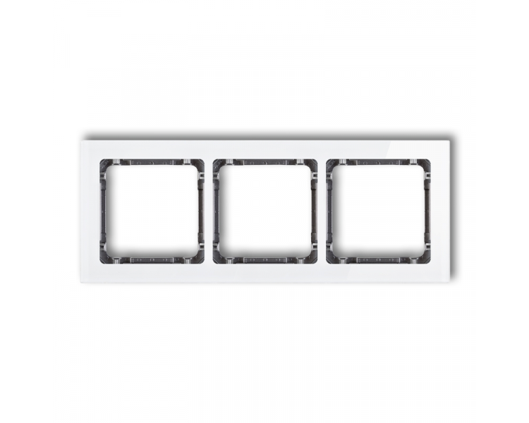 Ramka uniwersalna potrójna - efekt szkła (ramka: biała, spód: grafitowy), Biały Karlik Deco 0-11-DRS-3