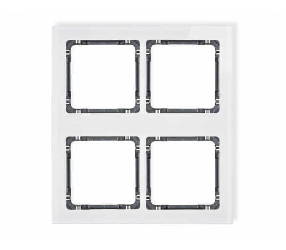 Ramka modułowa 4 krotna (2 poziom, 2 pion) - efekt szkła (ramka biała, spód grafitowy), Biały Karlik Deco 0-11-DRSM-2x2