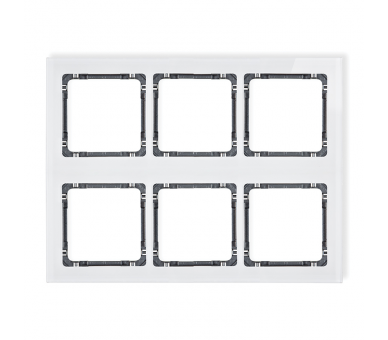 Ramka modułowa 6 krotna (3 poziom, 2 pion) - efekt szkła (ramka biała, spód grafitowy), Biały Karlik Deco 0-11-DRSM-3x2