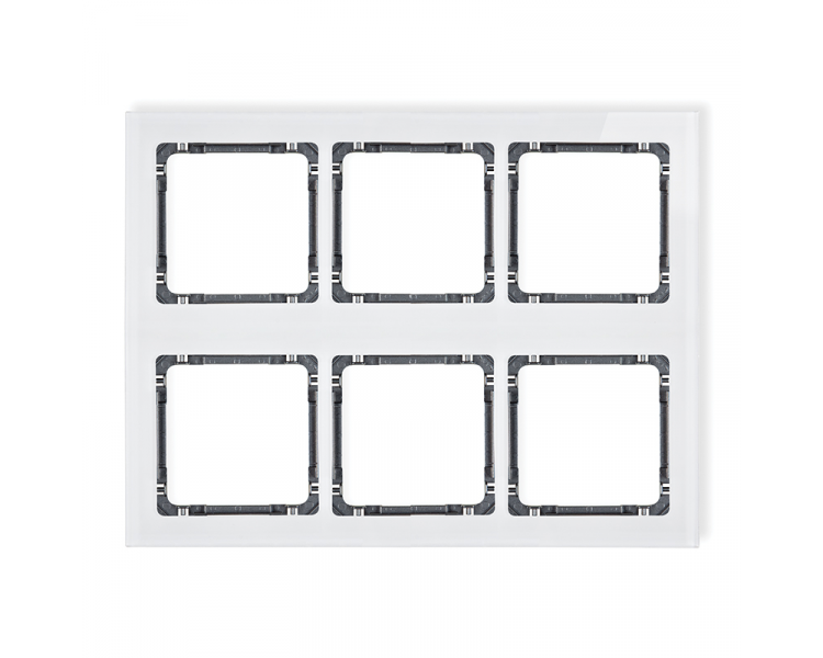 Ramka modułowa 6 krotna (3 poziom, 2 pion) - efekt szkła (ramka biała, spód grafitowy), Biały Karlik Deco 0-11-DRSM-3x2