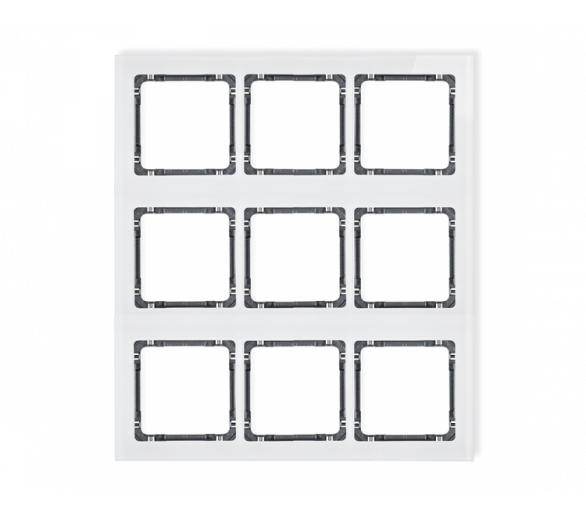 Ramka modułowa 9 krotna (3 poziom, 3 pion) - efekt szkła (ramka biała, spód grafitowy), Biały Karlik Deco 0-11-DRSM-3x3