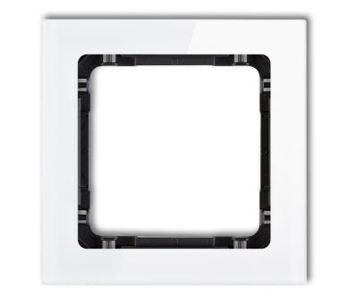 Ramka uniwersalna pojedyncza - efekt szkła (ramka: biała, spód: czarny), Biały Karlik Deco 0-12-DRS-1