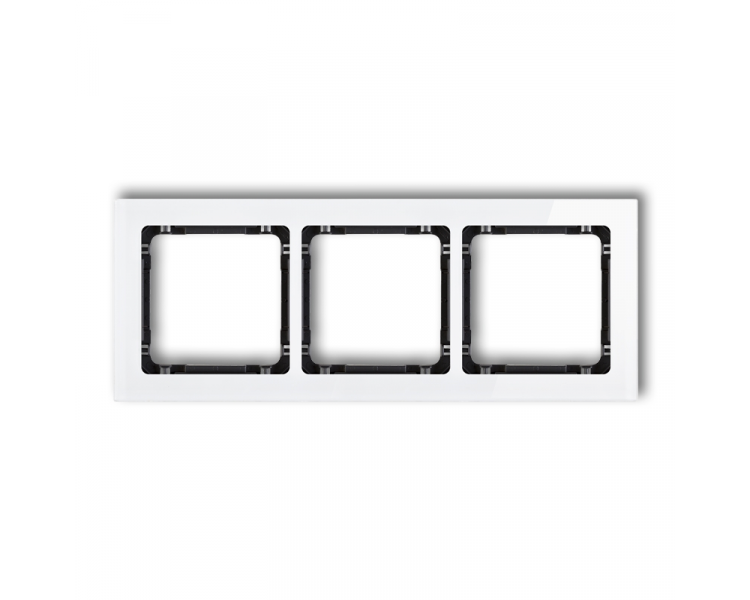 Ramka uniwersalna potrójna - efekt szkła (ramka: biała, spód: czarny), Biały Karlik Deco 0-12-DRS-3