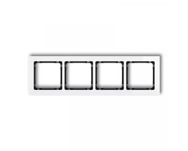 Ramka uniwersalna poczwórna - efekt szkła (ramka: biała, spód: czarny), Biały Karlik Deco 0-12-DRS-4
