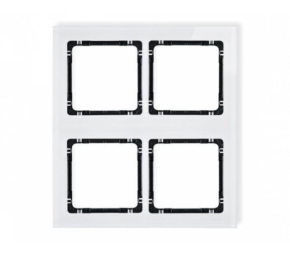 Ramka modułowa 4 krotna (2 poziom, 2 pion) - efekt szkła (ramka biała, spód czarny), Biały Karlik Deco 0-12-DRSM-2x2