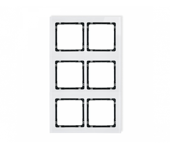 Ramka modułowa 6 krotna (2 poziom, 3 pion) - efekt szkła (ramka biała, spód czarny), Biały Karlik Deco 0-12-DRSM-2x3