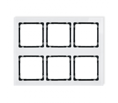 Ramka modułowa 6 krotna (3 poziom, 2 pion) - efekt szkła (ramka biała, spód czarny), Biały Karlik Deco 0-12-DRSM-3x2