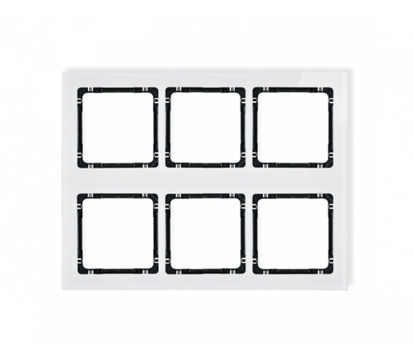 Ramka modułowa 6 krotna (3 poziom, 2 pion) - efekt szkła (ramka biała, spód czarny), Biały Karlik Deco 0-12-DRSM-3x2