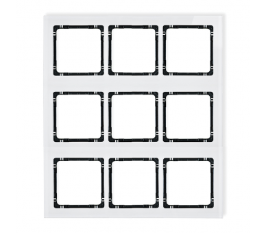 Ramka modułowa 9 krotna (3 poziom, 3 pion) - efekt szkła (ramka biała, spód czarny), Biały Karlik Deco 0-12-DRSM-3x3