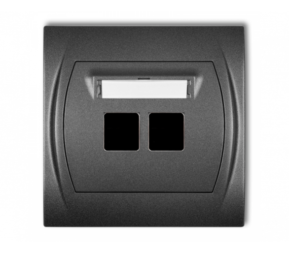 Gniazdo multimedialne podwójne bez modułu (standard Keystone), Grafitowy Karlik Logo 11LGM-2P