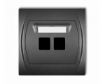 Gniazdo multimedialne podwójne bez modułu (standard Keystone), Grafitowy Karlik Logo 11LGM-2P