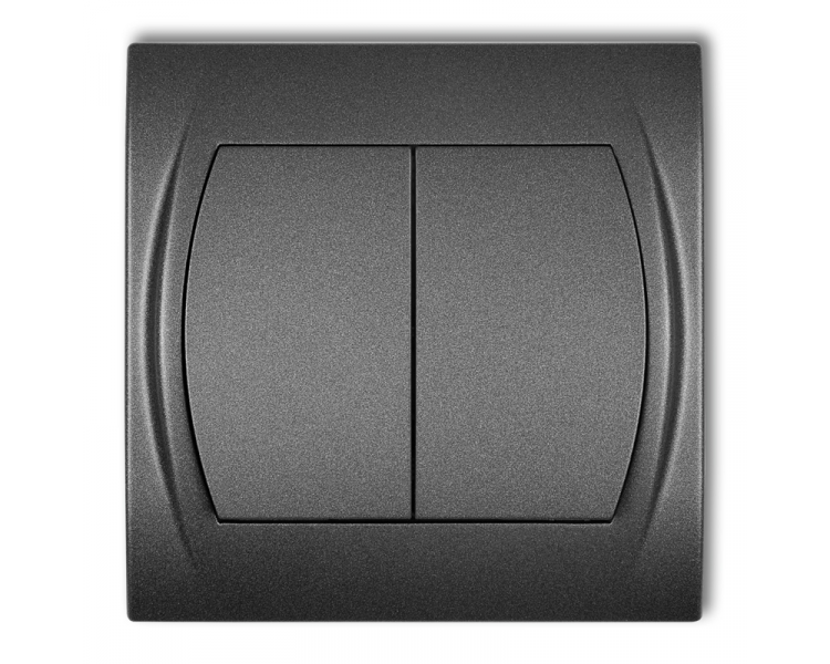 Łącznik pojedynczy ze schodowym (dwa klawisze bez piktogramów, wspólne zasilanie), Grafitowy Karlik Logo 11LWP-10.11