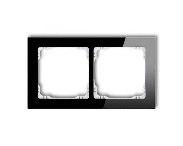 Ramka uniwersalna podwójna - efekt szkła (ramka: czarna, spód: biały), Czarny Karlik Deco 12-0-DRS-2