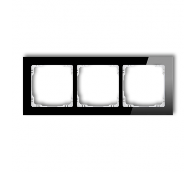 Ramka uniwersalna potrójna - efekt szkła (ramka: czarna, spód: biały), Czarny Karlik Deco 12-0-DRS-3