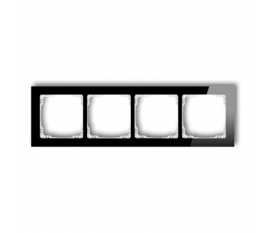 Ramka uniwersalna poczwórna - efekt szkła (ramka: czarna, spód: biały), Czarny Karlik Deco 12-0-DRS-4