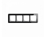 Ramka uniwersalna poczwórna - efekt szkła (ramka: czarna, spód: biały), Czarny Karlik Deco 12-0-DRS-4