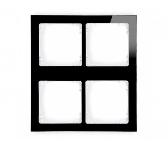 Ramka modułowa 4 krotna (2 poziom, 2 pion) - efekt szkła (ramka czarna, spód biała), Czarny Karlik Deco 12-0-DRSM-2x2