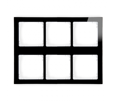 Ramka modułowa 6 krotna (3 poziom, 2 pion) - efekt szkła (ramka czarna, spód biała), Czarny Karlik Deco 12-0-DRSM-3x2
