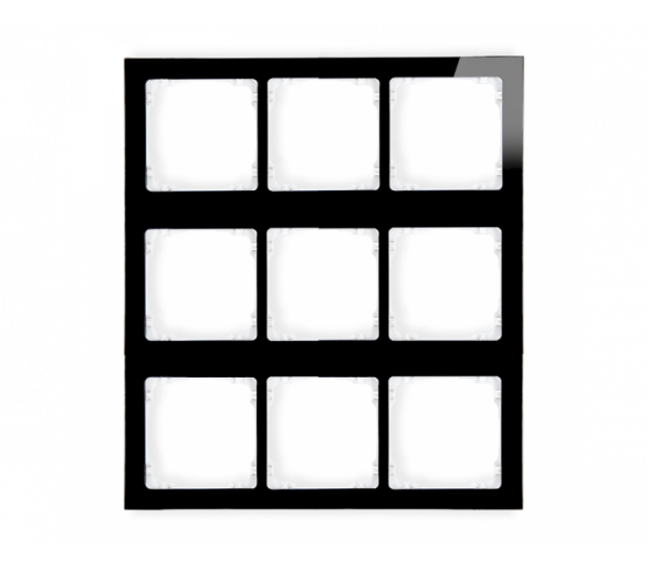 Ramka modułowa 9 krotna (3 poziom, 3 pion) - efekt szkła (ramka czarna, spód biała), Czarny Karlik Deco 12-0-DRSM-3x3