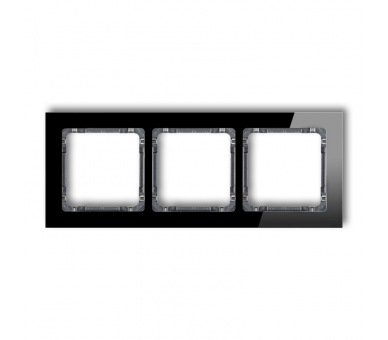 Ramka uniwersalna potrójna - efekt szkła (ramka: czarna, spód: grafitowy), Czarny Karlik Deco 12-11-DRS-3