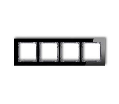 Ramka uniwersalna poczwórna - efekt szkła (ramka: czarna, spód: grafitowy), Czarny Karlik Deco 12-11-DRS-4
