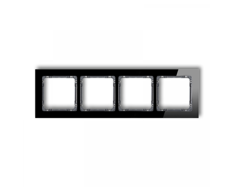 Ramka uniwersalna poczwórna - efekt szkła (ramka: czarna, spód: grafitowy), Czarny Karlik Deco 12-11-DRS-4