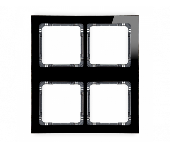 Ramka modułowa 4 krotna (2 poziom, 2 pion) - efekt szkła (ramka czarna, spód grafitowy), Czarny Karlik Deco 12-11-DRSM-2x2