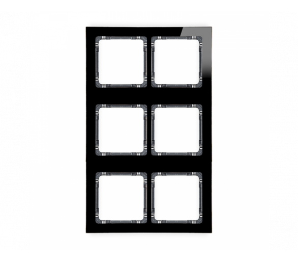 Ramka modułowa 6 krotna (2 poziom, 3 pion) - efekt szkła (ramka czarna, spód grafitowy), Czarny Karlik Deco 12-11-DRSM-2x3