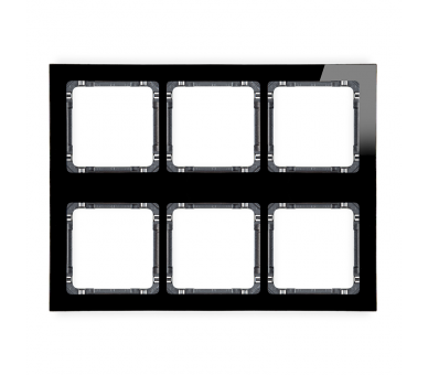 Ramka modułowa 6 krotna (3 poziom, 2 pion) - efekt szkła (ramka czarna, spód grafitowy), Czarny Karlik Deco 12-11-DRSM-3x2