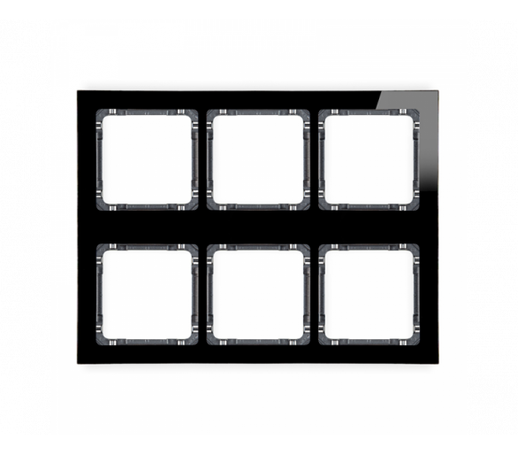 Ramka modułowa 6 krotna (3 poziom, 2 pion) - efekt szkła (ramka czarna, spód grafitowy), Czarny Karlik Deco 12-11-DRSM-3x2