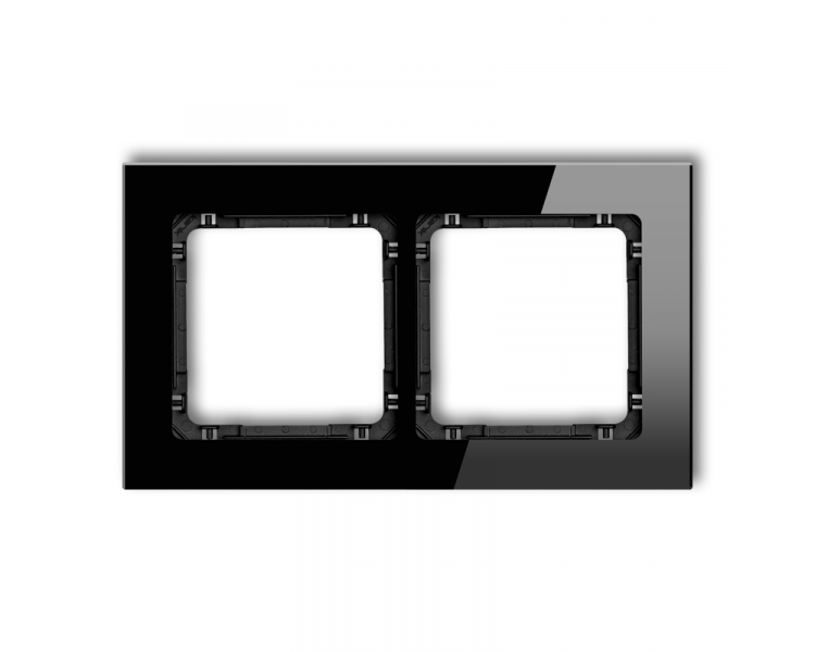 Ramka uniwersalna podwójna - szkło (ramka: czarna, spód: czarny), Czarny Karlik Deco 12-12-DRG-2