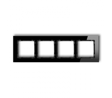 Ramka uniwersalna poczwórna - szkło (ramka: czarna, spód: czarny), Czarny Karlik Deco 12-12-DRG-4