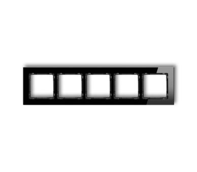 Ramka uniwersalna pięciokrotna - szkło (ramka: czarna, spód: czarny), Czarny Karlik Deco 12-12-DRG-5