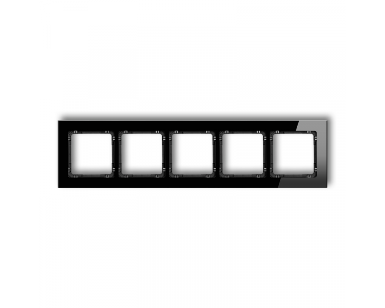 Ramka uniwersalna pięciokrotna - szkło (ramka: czarna, spód: czarny), Czarny Karlik Deco 12-12-DRG-5